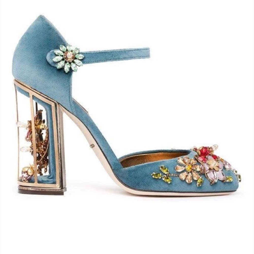 Rare Dolce & Gabbana caged heels in velvet